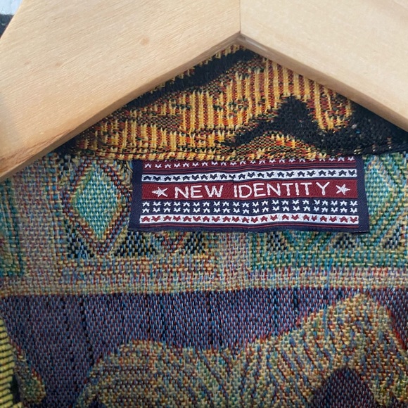 New Identity Womens Tapestry Animal Print Button Down Jacket Size Medium Vintage - Picture 3 of 5